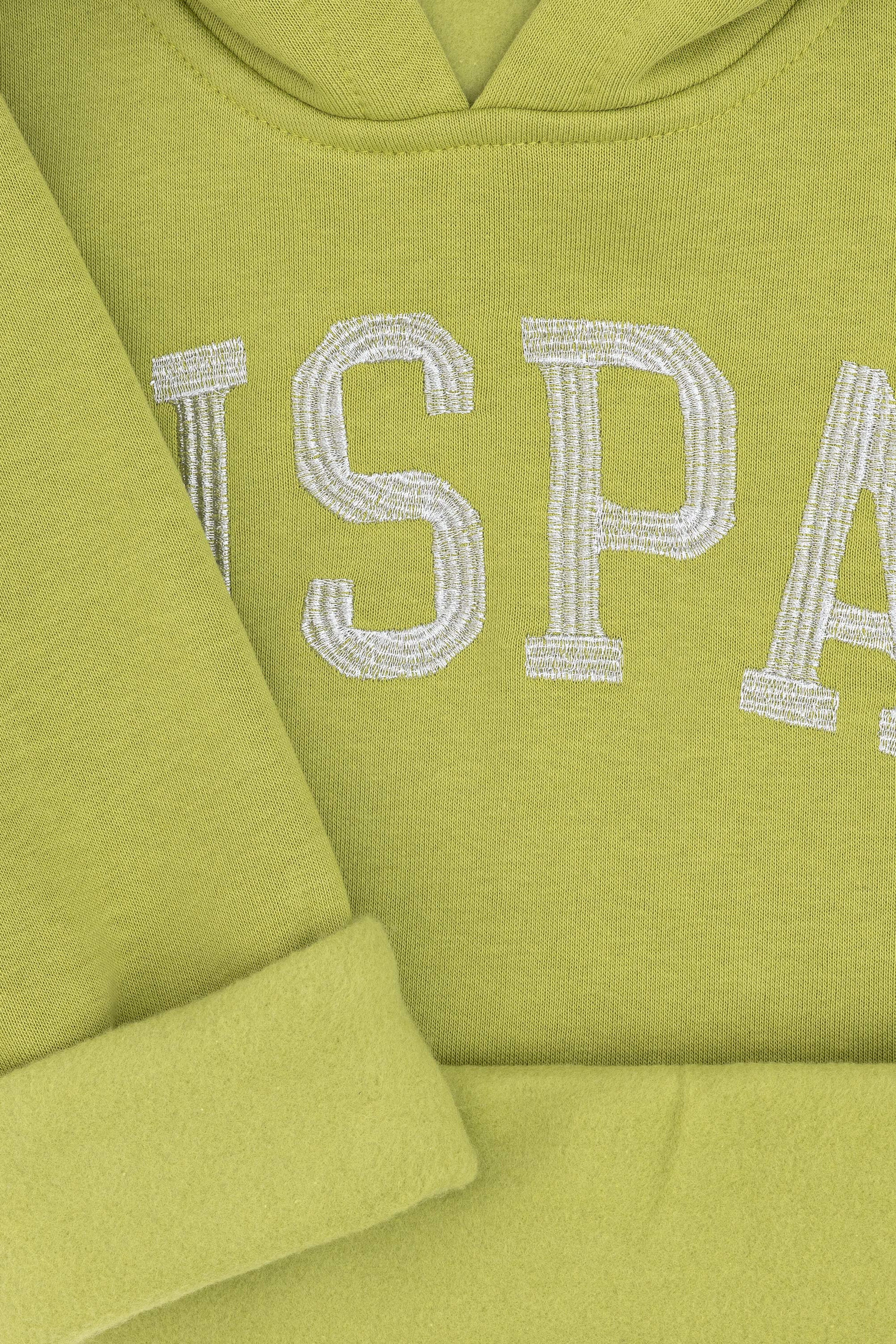 Kız Çocuk Fıstık Yeşili Kapüşonlu Basic Sweatshirt - Image 4