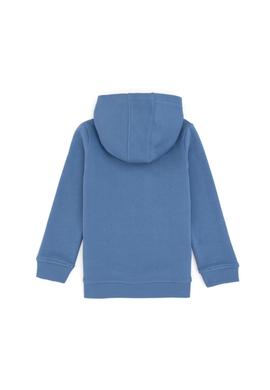Kız Çocuk Koyu Mavi Kapüşonlu Basic Sweatshirt - 50296388117