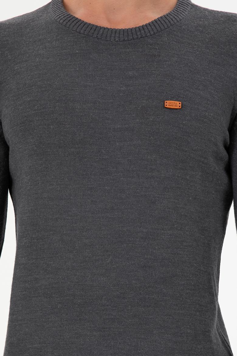 Erkek Slim Fit Bisiklet Yaka Antrasit Melanj Kazak - 50297040002