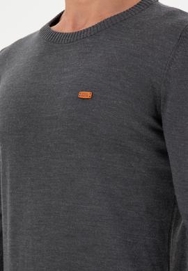 Erkek Slim Fit Bisiklet Yaka Antrasit Melanj Kazak - 50297040002