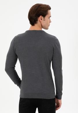 Erkek Slim Fit Bisiklet Yaka Antrasit Melanj Kazak - 50297040002