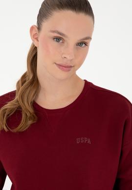 Kadın Bordo Basic Bisiklet Yaka Sweatshirt - 50297296037