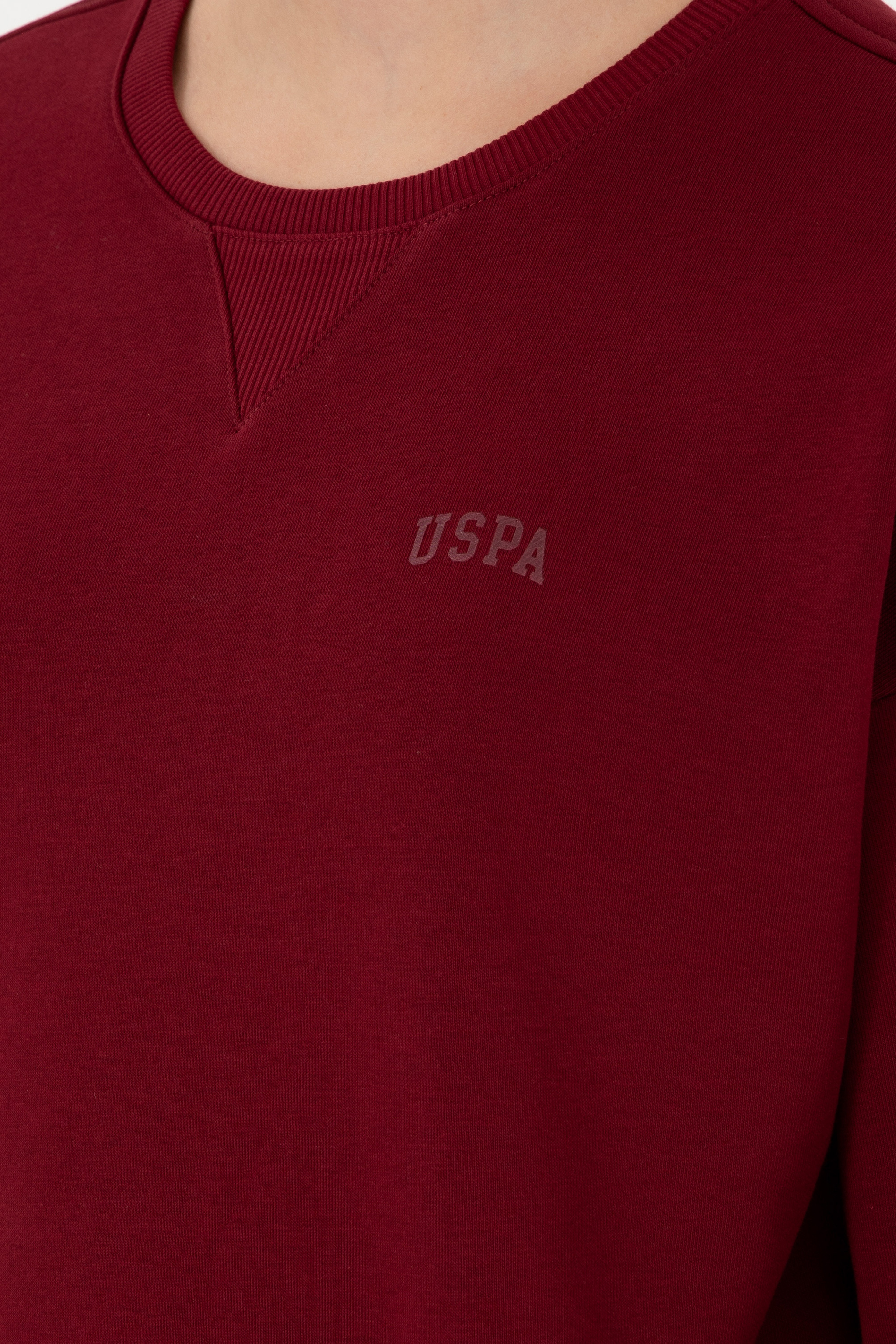 Kadın Bordo Basic Bisiklet Yaka Sweatshirt - Image 7