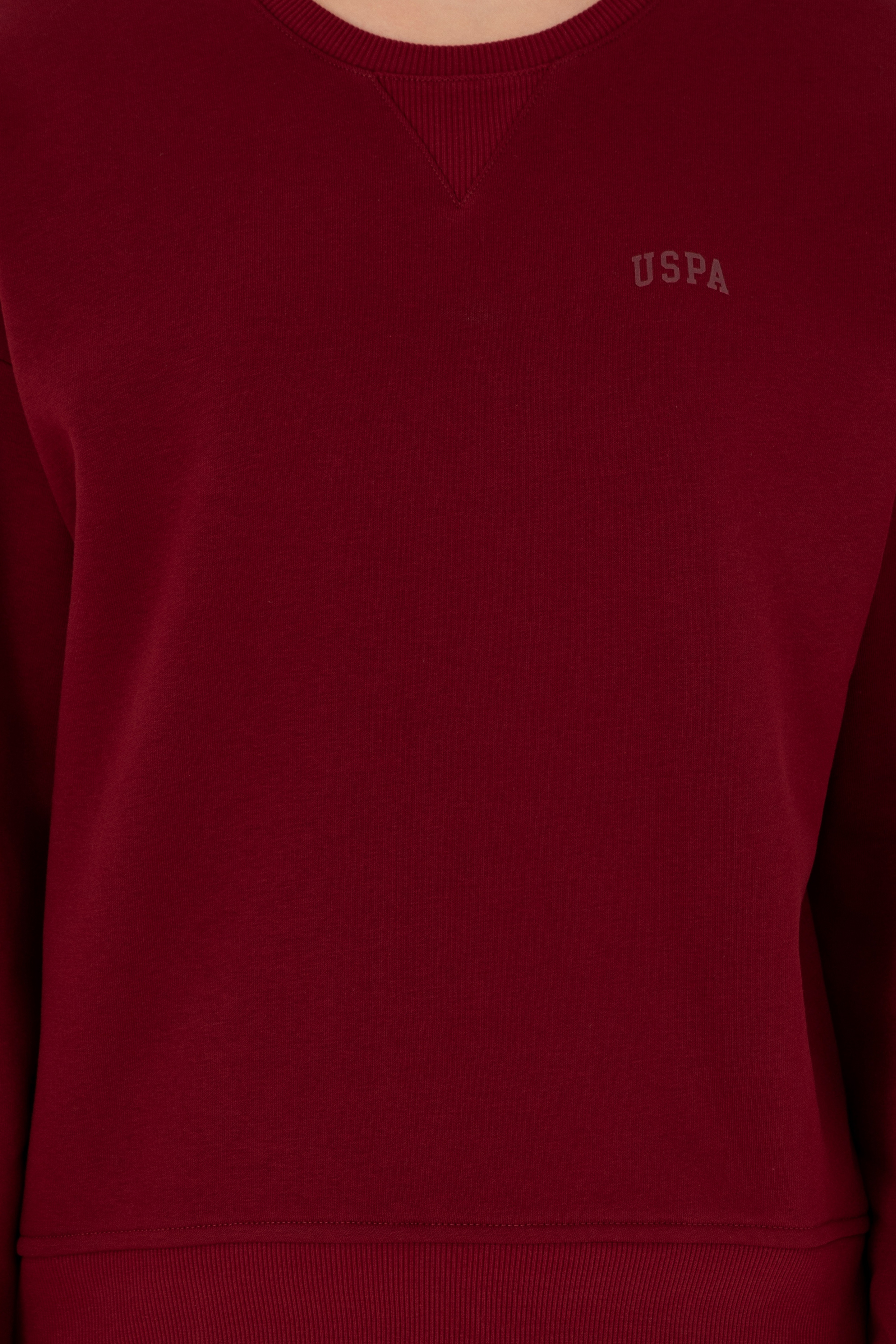 Kadın Bordo Basic Bisiklet Yaka Sweatshirt - Image 6