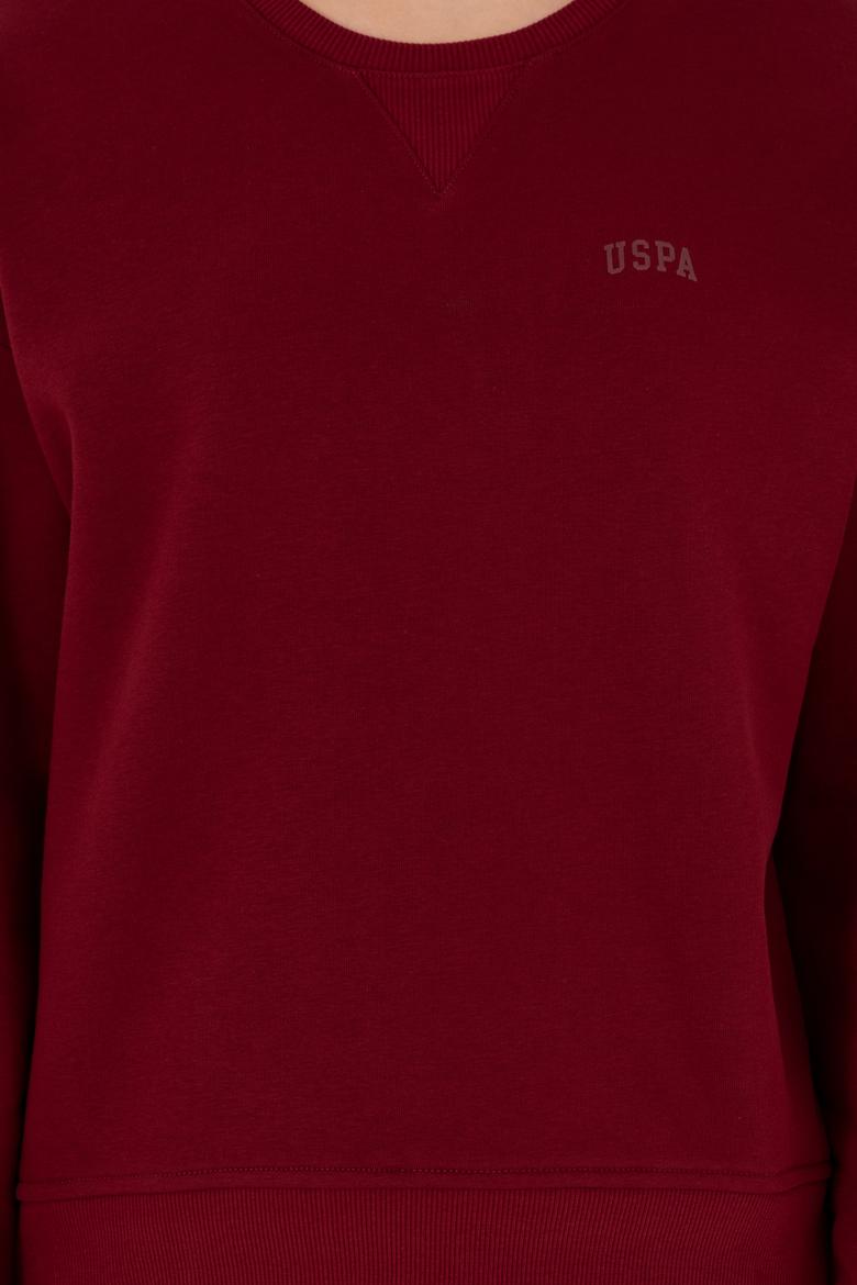 Kadın Bordo Basic Bisiklet Yaka Sweatshirt - 50297296037