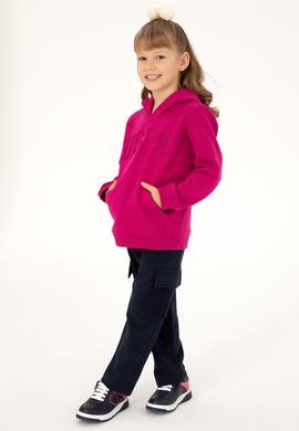 Kız Çocuk Fuşya Kapüşonlu Basic Sweatshirt - 50296388076