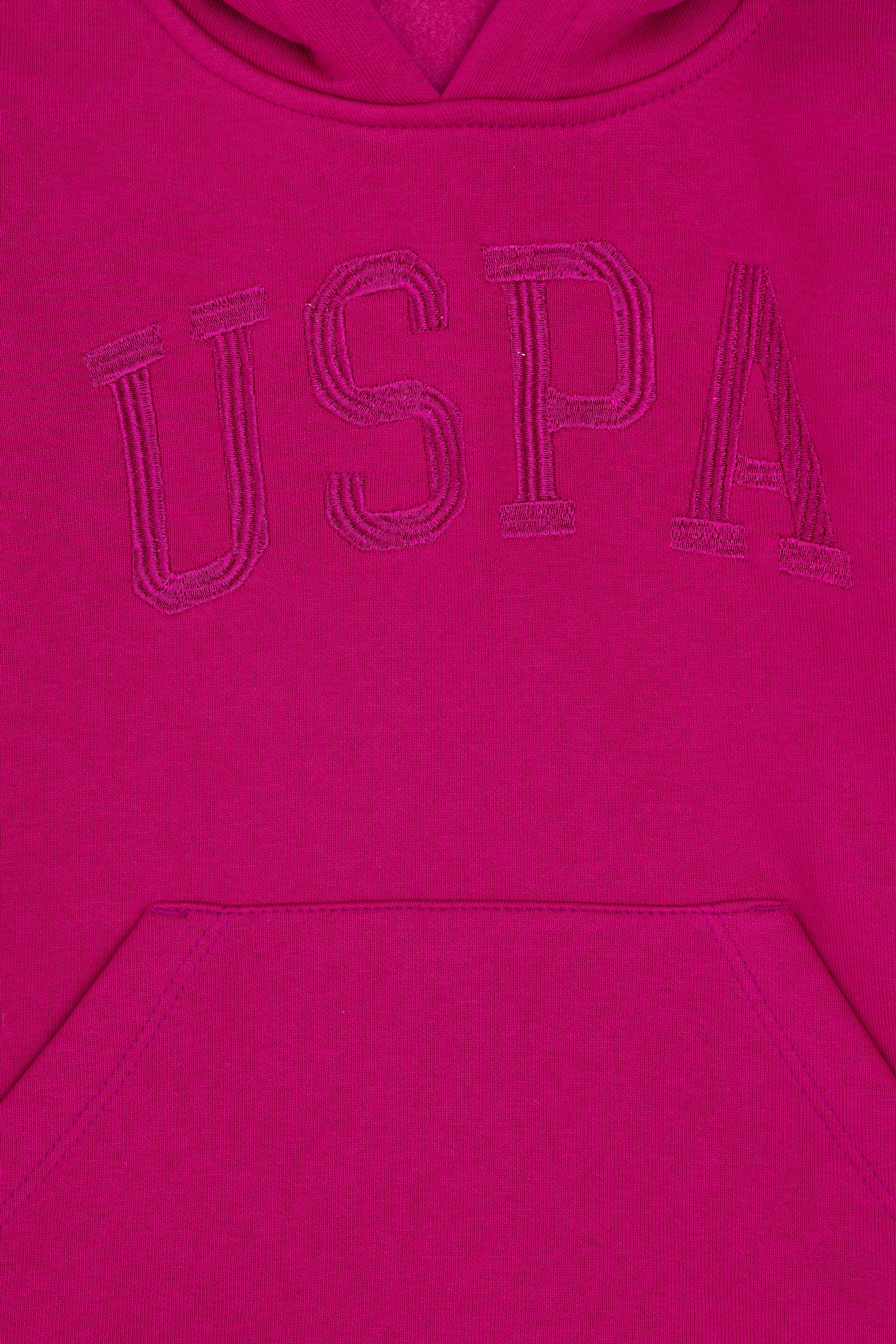 Kız Çocuk Fuşya Kapüşonlu Basic Sweatshirt - Image 5