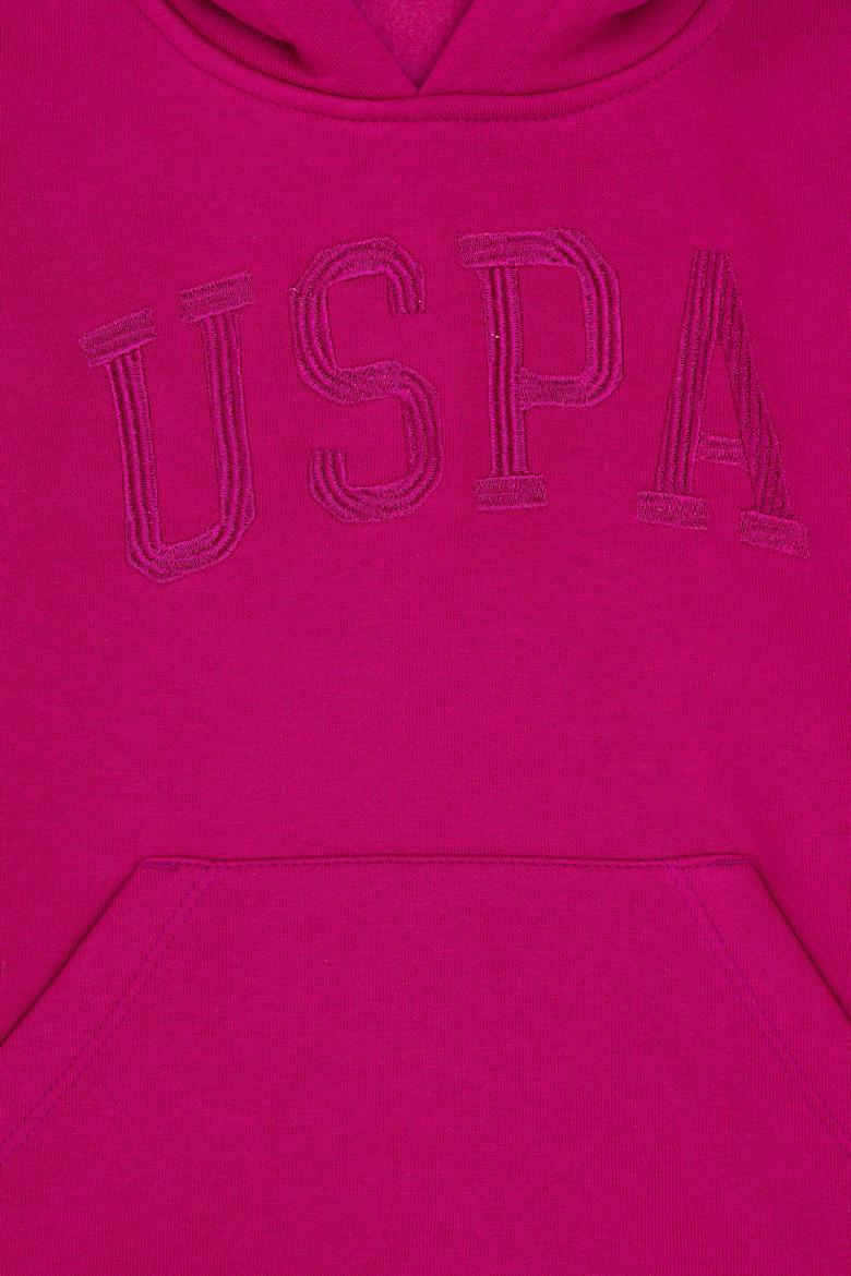 Kız Çocuk Fuşya Kapüşonlu Basic Sweatshirt - 50296388076