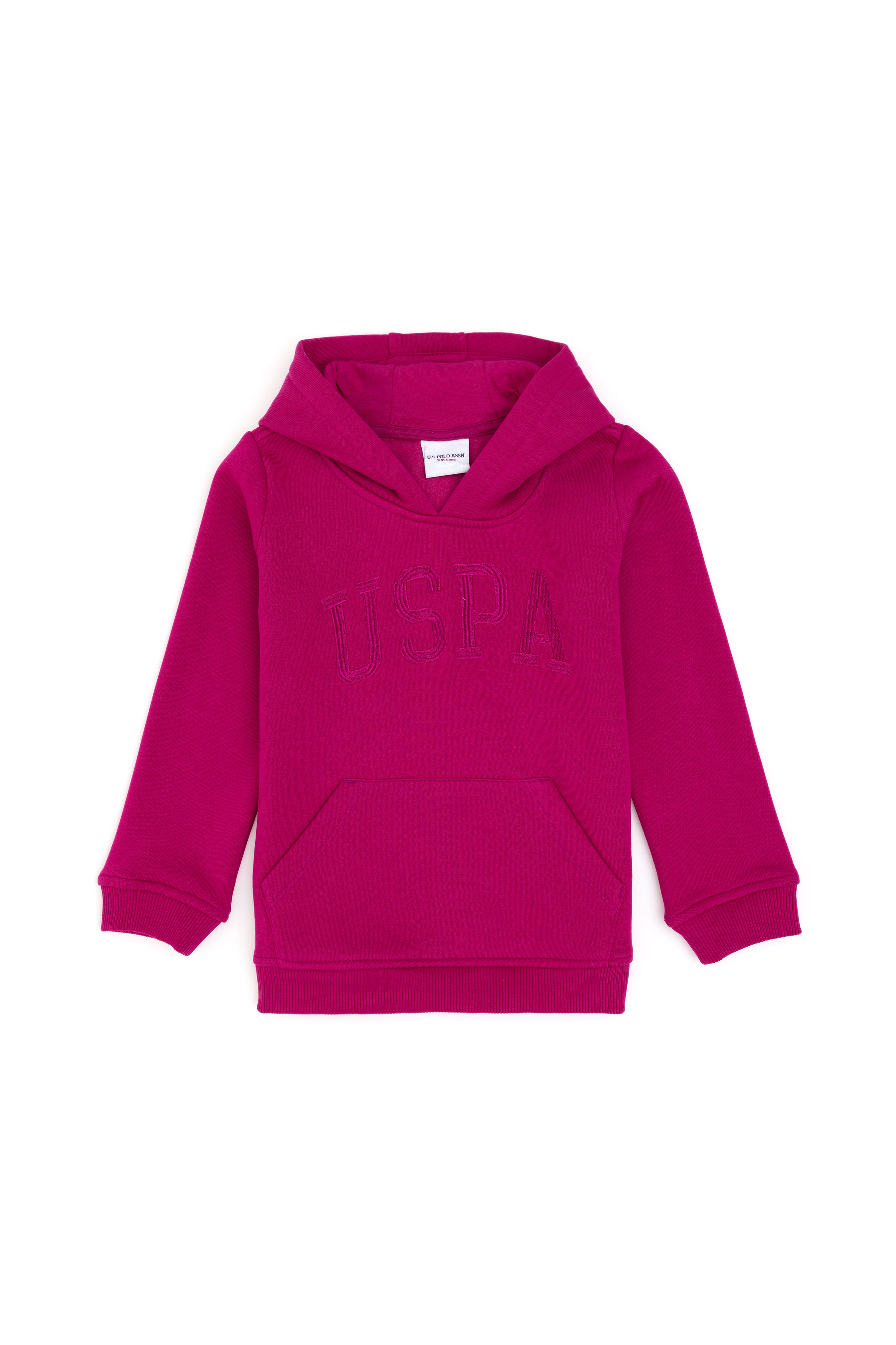Kız Çocuk Fuşya Kapüşonlu Basic Sweatshirt - Image 3