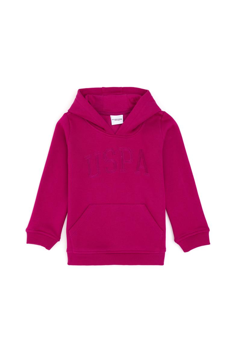 Kız Çocuk Fuşya Kapüşonlu Basic Sweatshirt - 50296388076