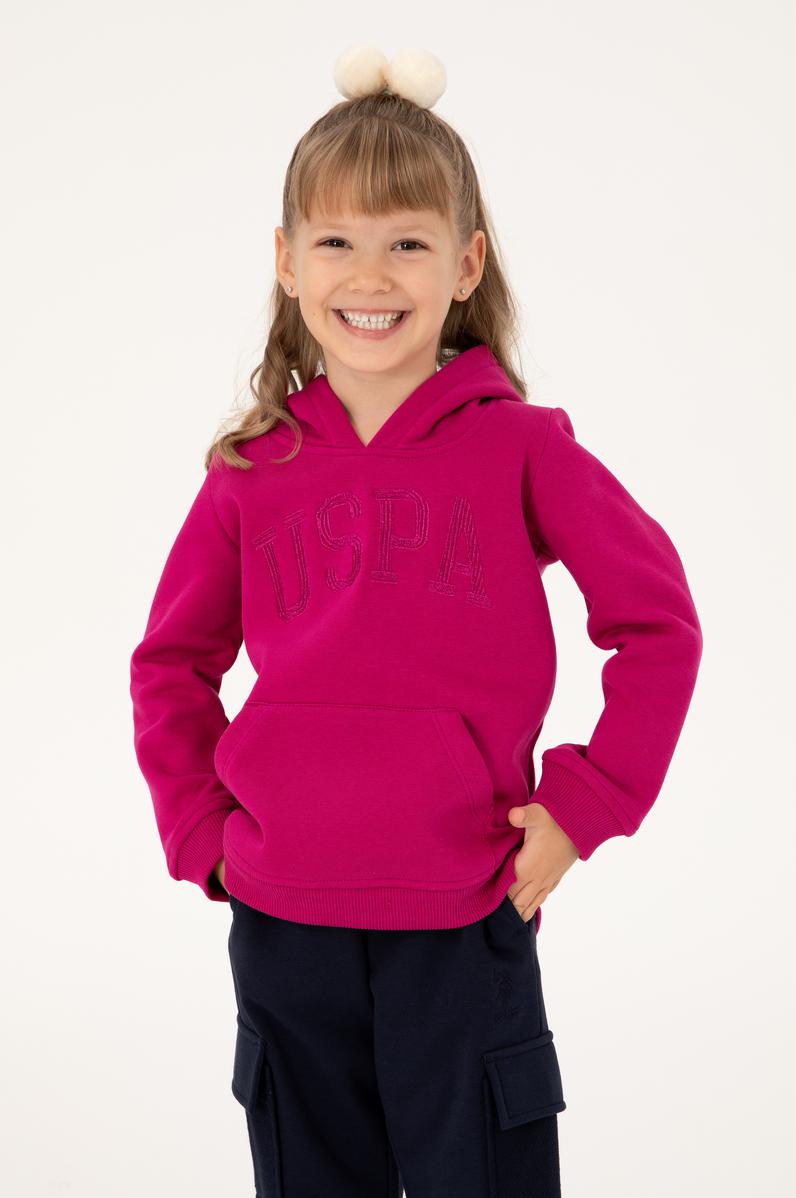 Kız Çocuk Fuşya Kapüşonlu Basic Sweatshirt