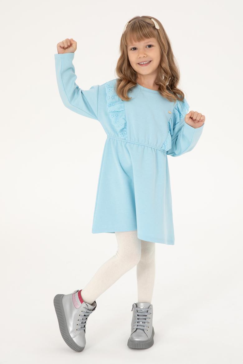 Kız Çocuk Su Yeşili Örme Elbise - 50296379039