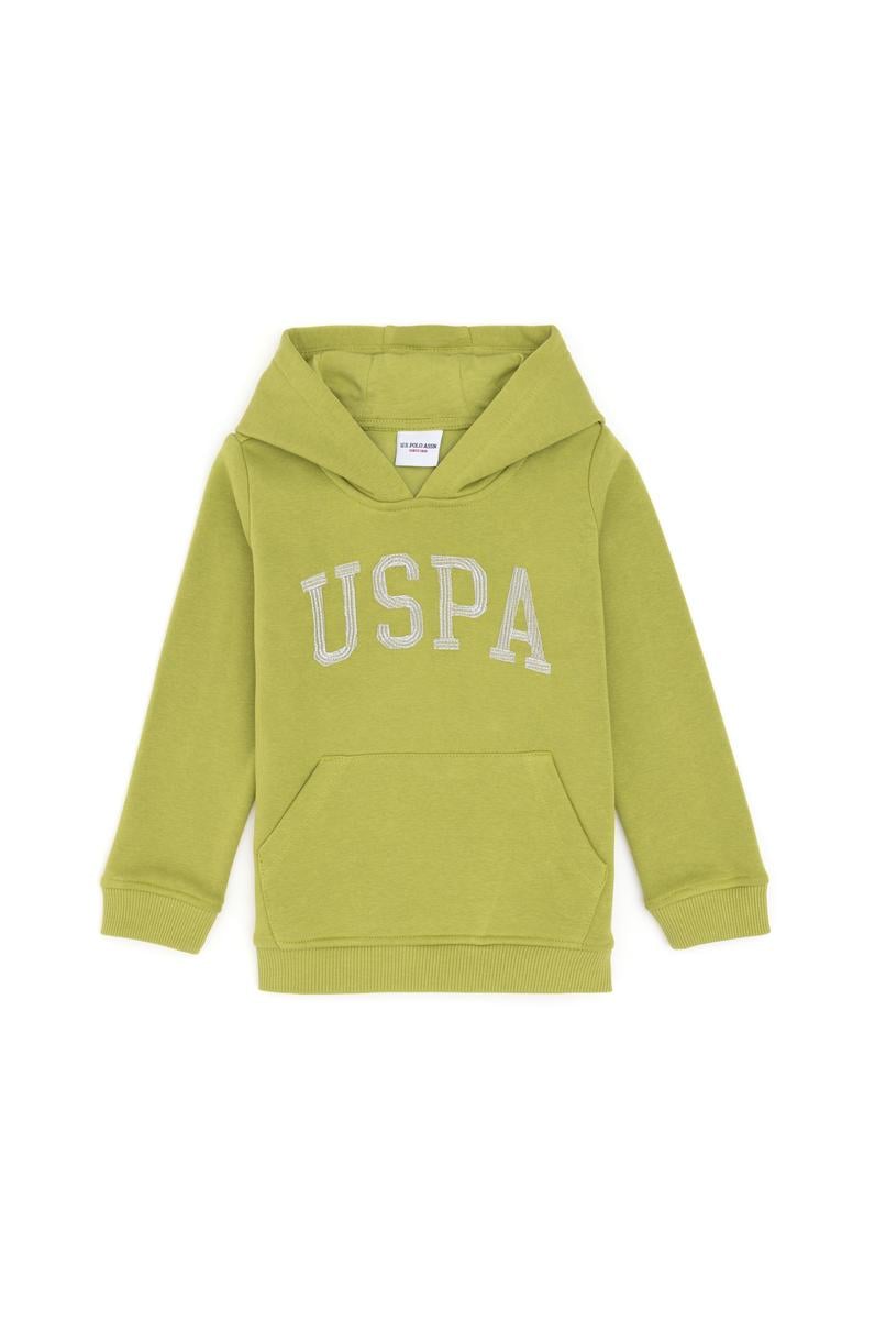 Kız Çocuk Fıstık Yeşili Kapüşonlu Basic Sweatshirt
