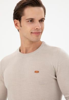 Erkek Slim Fit Bisiklet Yaka Taş Melanj Kazak - 50297040053