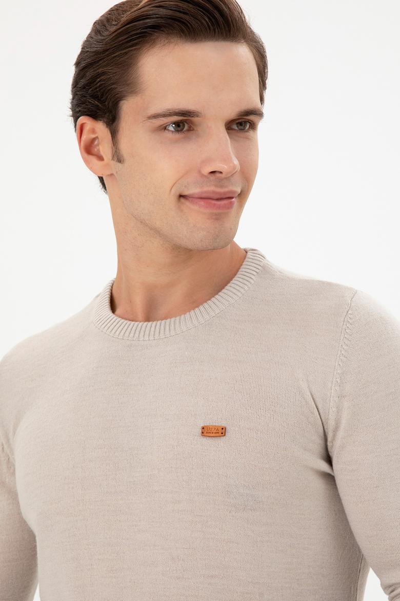 Erkek Slim Fit Bisiklet Yaka Taş Melanj Kazak - 50297040053