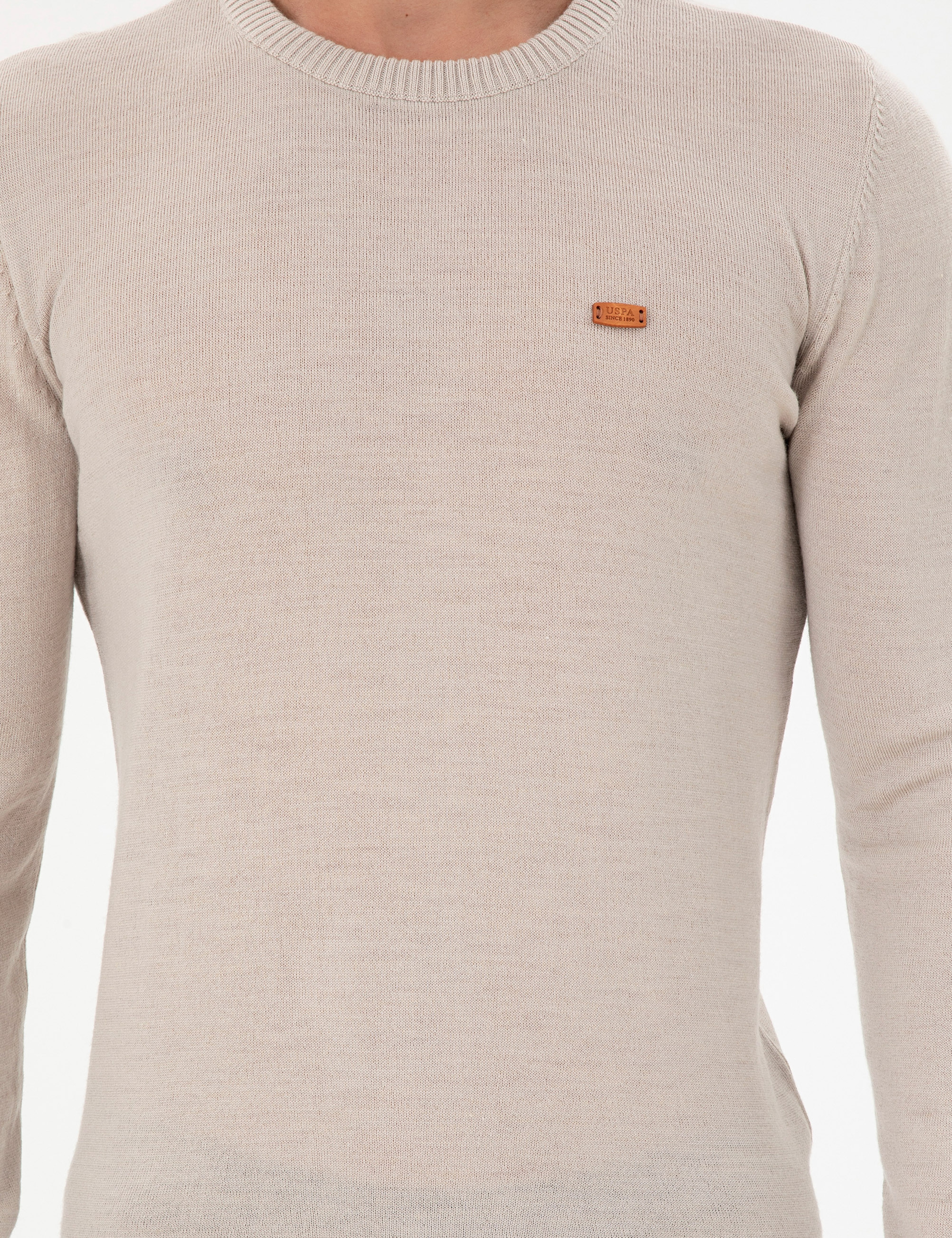 Erkek Slim Fit Bisiklet Yaka Taş Melanj Kazak - Image 6