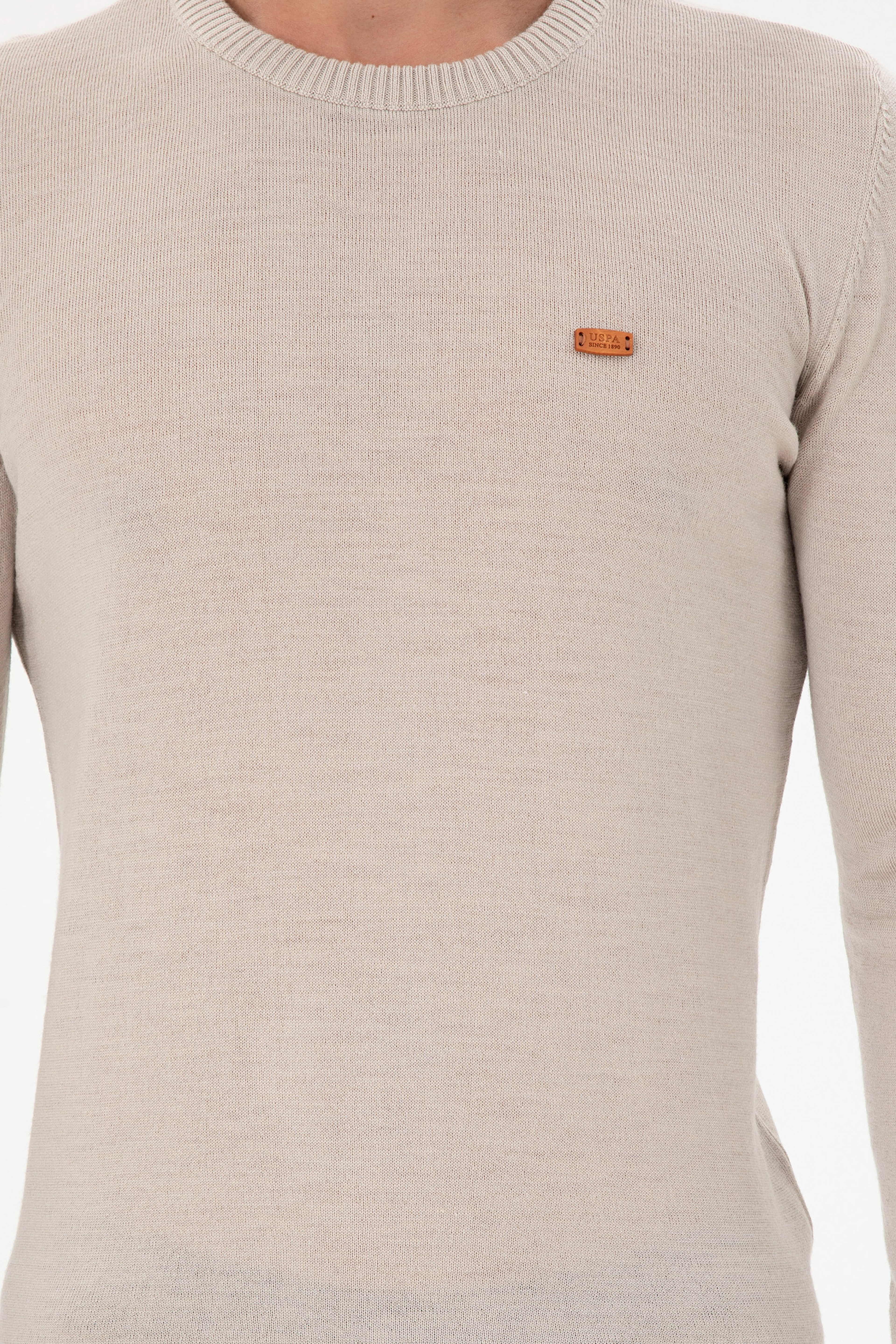 Erkek Slim Fit Bisiklet Yaka Taş Melanj Kazak