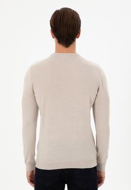 Erkek Slim Fit Bisiklet Yaka Taş Melanj Kazak - 50297040053