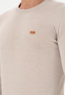 Erkek Slim Fit Bisiklet Yaka Taş Melanj Kazak - 50297040053