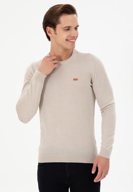 Erkek Slim Fit Bisiklet Yaka Taş Melanj Kazak - 50297040053