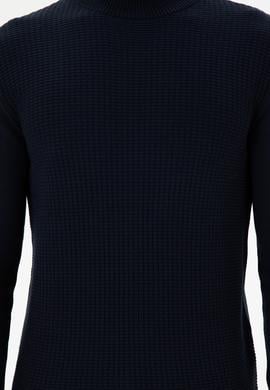 Erkek Slim Fit Yarım Balıkçı Yaka Lacivert Kazak - 50297054005