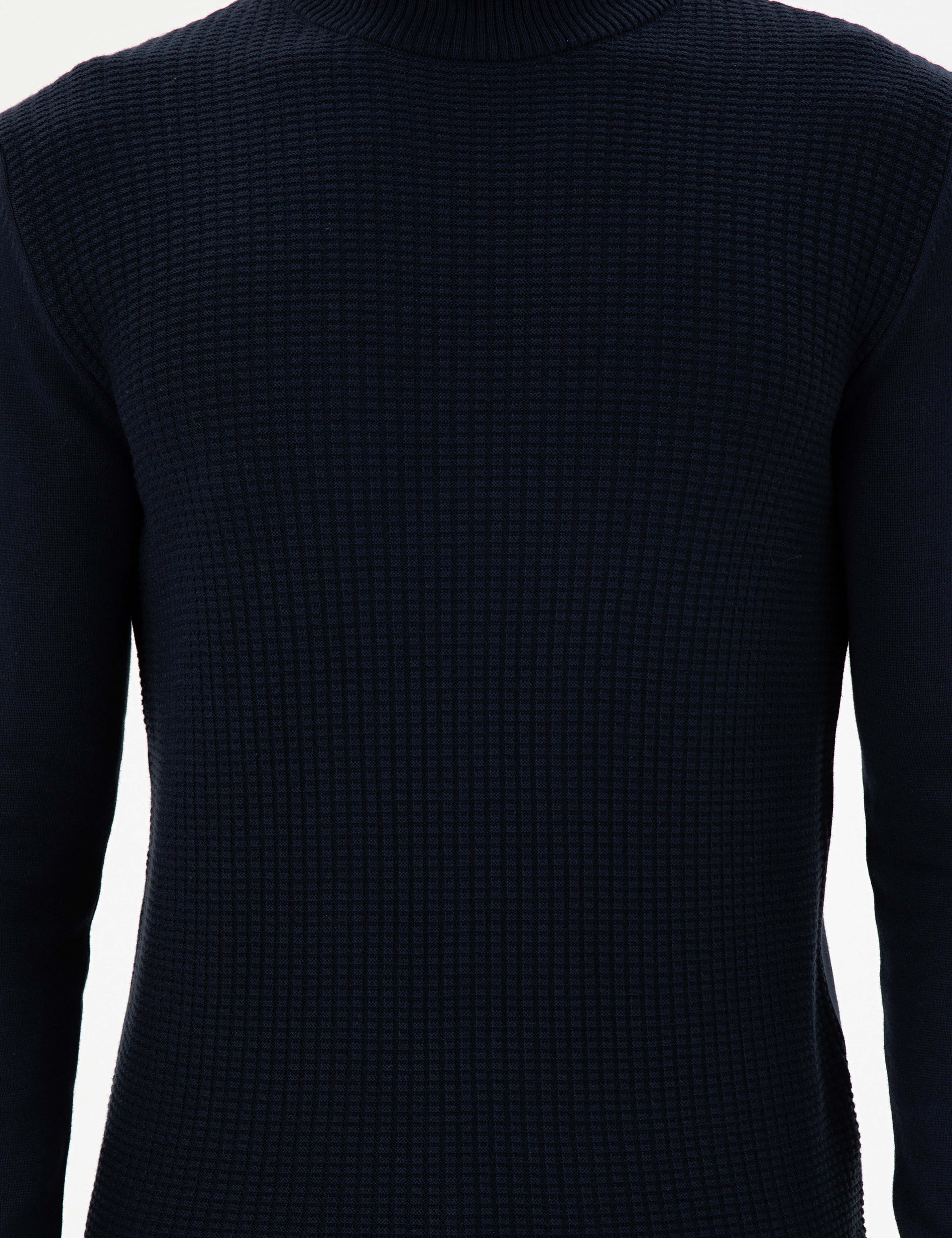 Erkek Slim Fit Yarım Balıkçı Yaka Lacivert Kazak - Image 6