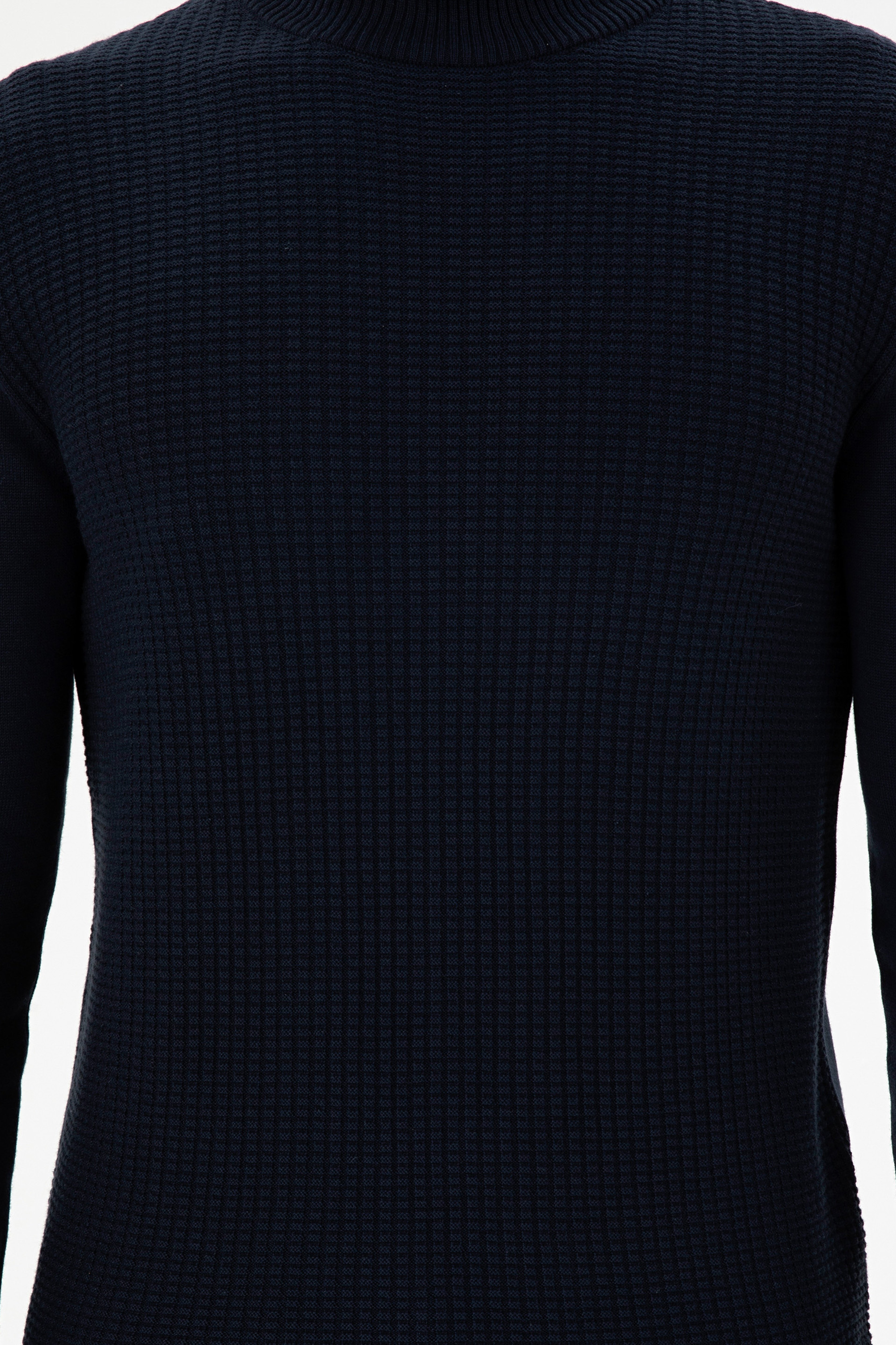 Erkek Slim Fit Yarım Balıkçı Yaka Lacivert Kazak