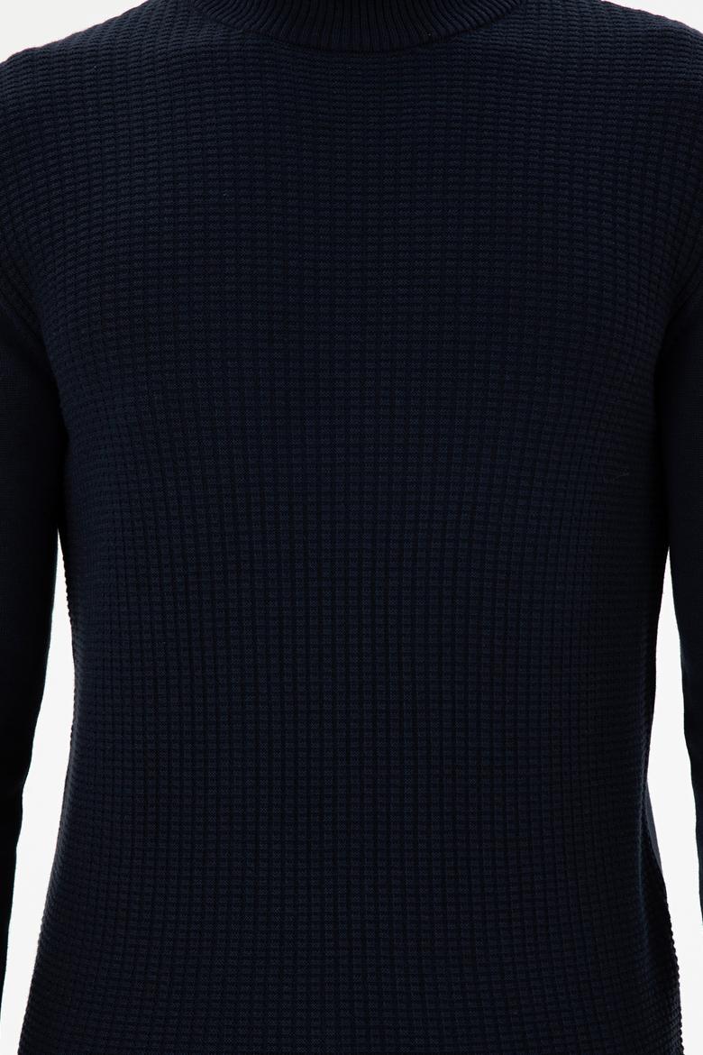 Erkek Slim Fit Yarım Balıkçı Yaka Lacivert Kazak - 50297054005