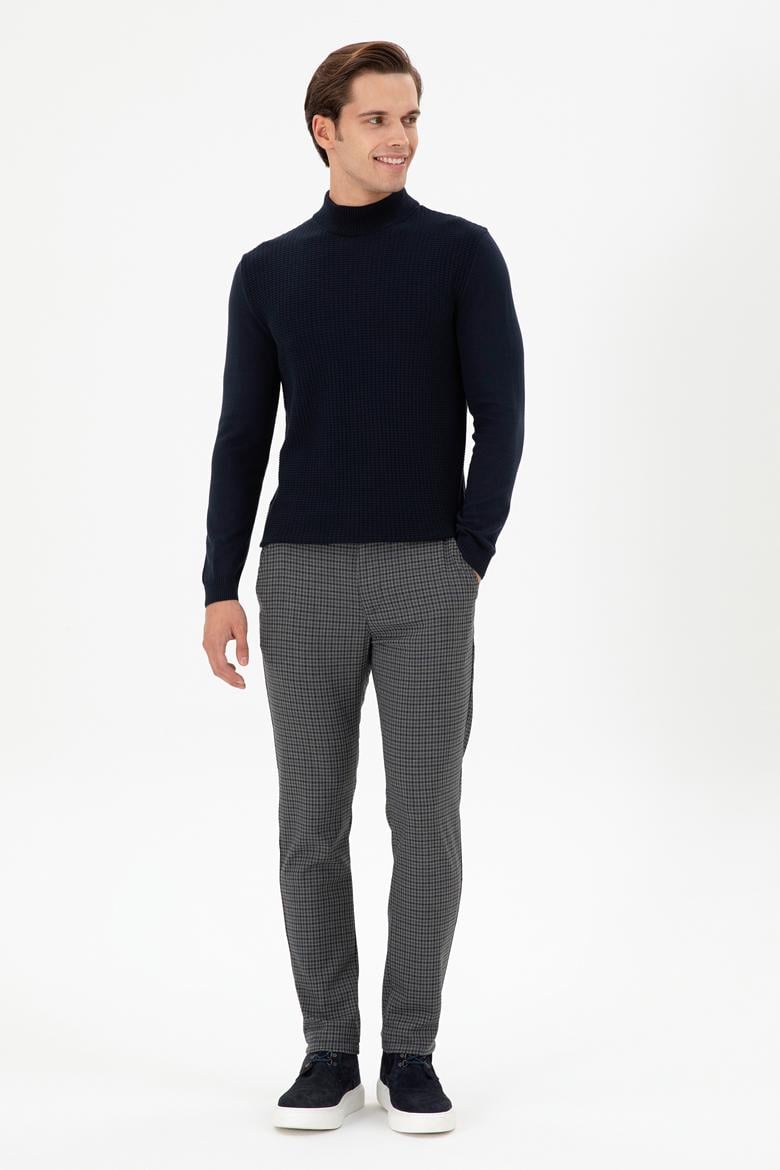 Erkek Slim Fit Yarım Balıkçı Yaka Lacivert Kazak - 50297054005