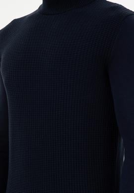 Erkek Slim Fit Yarım Balıkçı Yaka Lacivert Kazak - 50297054005