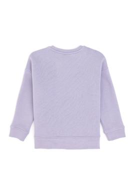 Kız Çocuk Lila Şardonlu Bisiklet Yaka Basic Sweatshirt - 50297451048