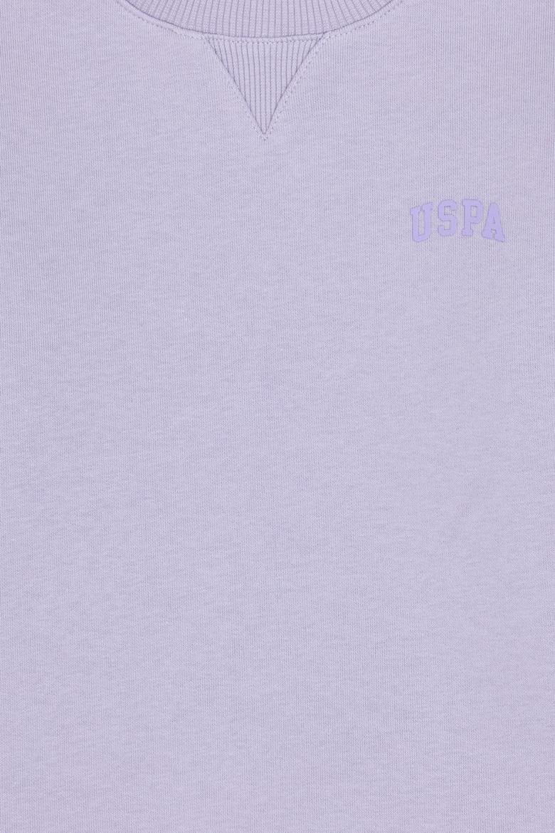 Kız Çocuk Lila Şardonlu Bisiklet Yaka Basic Sweatshirt - 50297451048