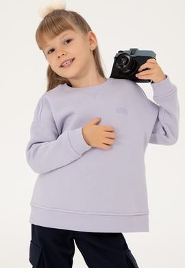 Kız Çocuk Lila Şardonlu Bisiklet Yaka Basic Sweatshirt - 50297451048