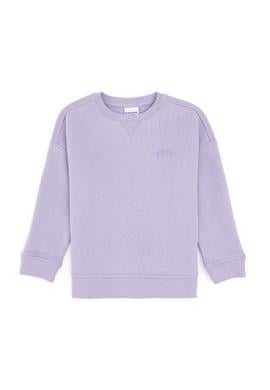 Kız Çocuk Lila Şardonlu Bisiklet Yaka Basic Sweatshirt - 50297451048
