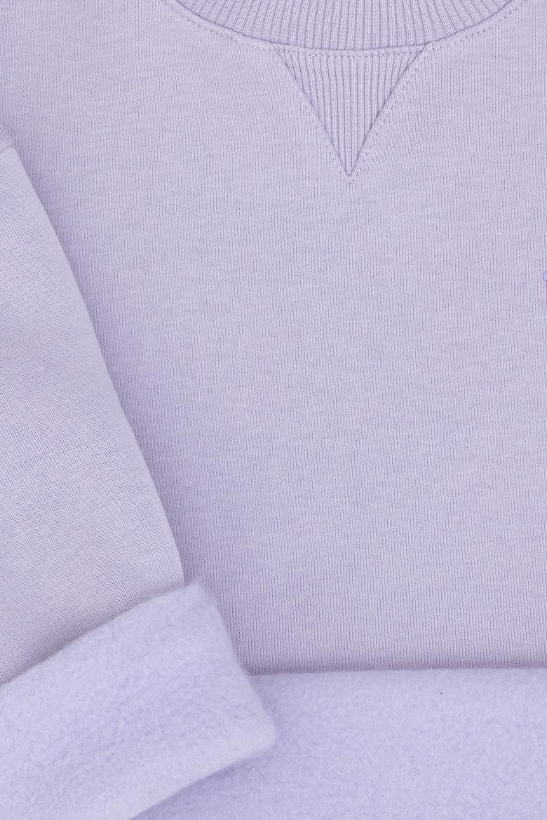 Kız Çocuk Lila Şardonlu Bisiklet Yaka Basic Sweatshirt - 50297451048