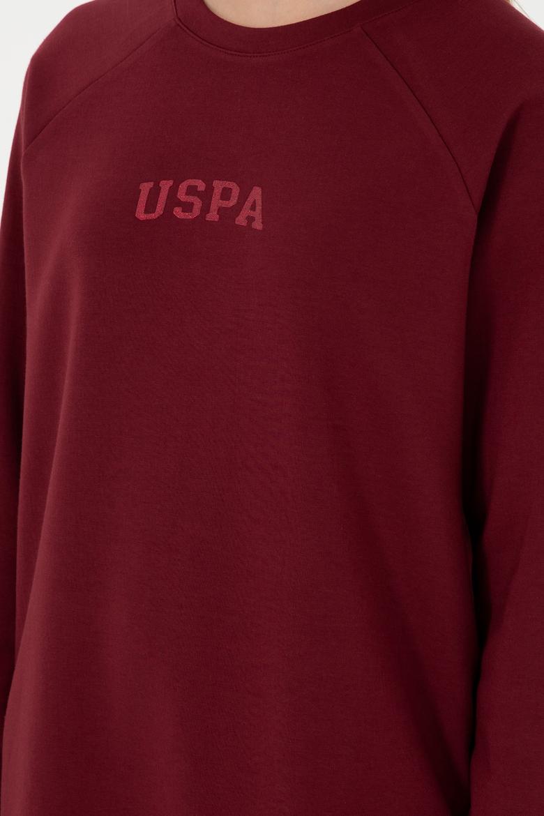 Kadın Bordo Sweatshirt Bisiklet Yaka Mini Boy Örme Elbise - 50297298006