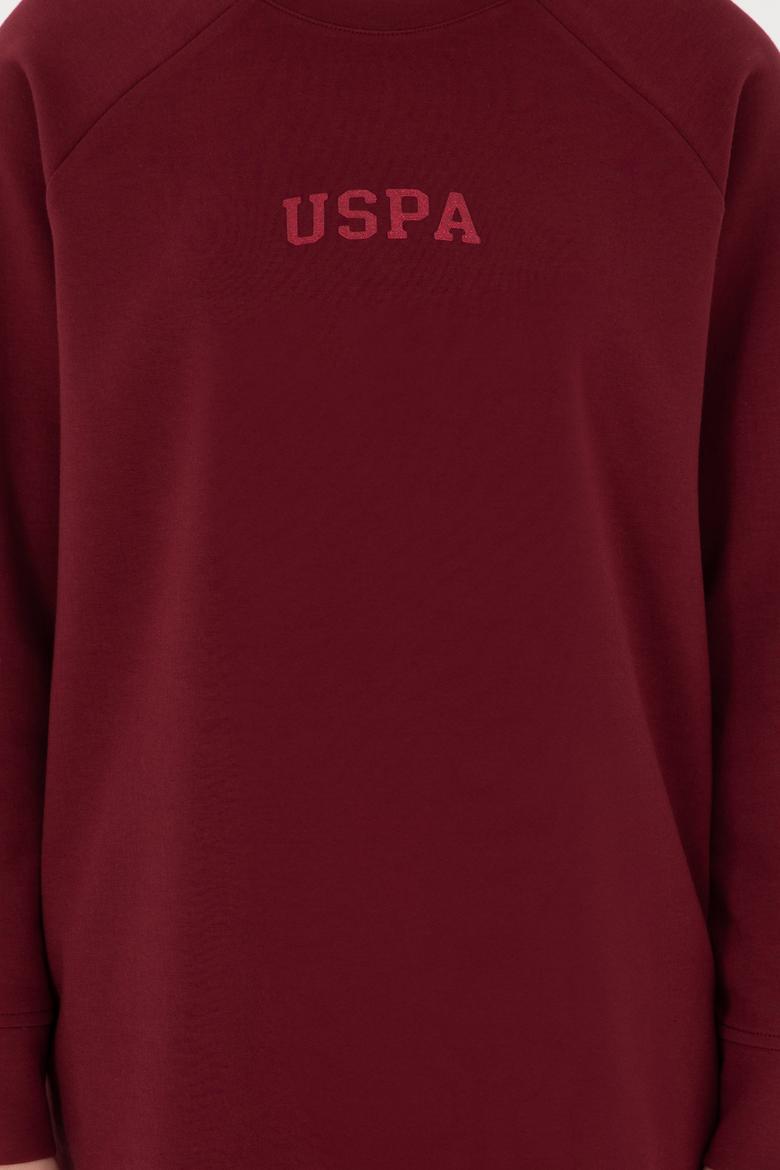 Kadın Bordo Sweatshirt Bisiklet Yaka Mini Boy Örme Elbise - 50297298006