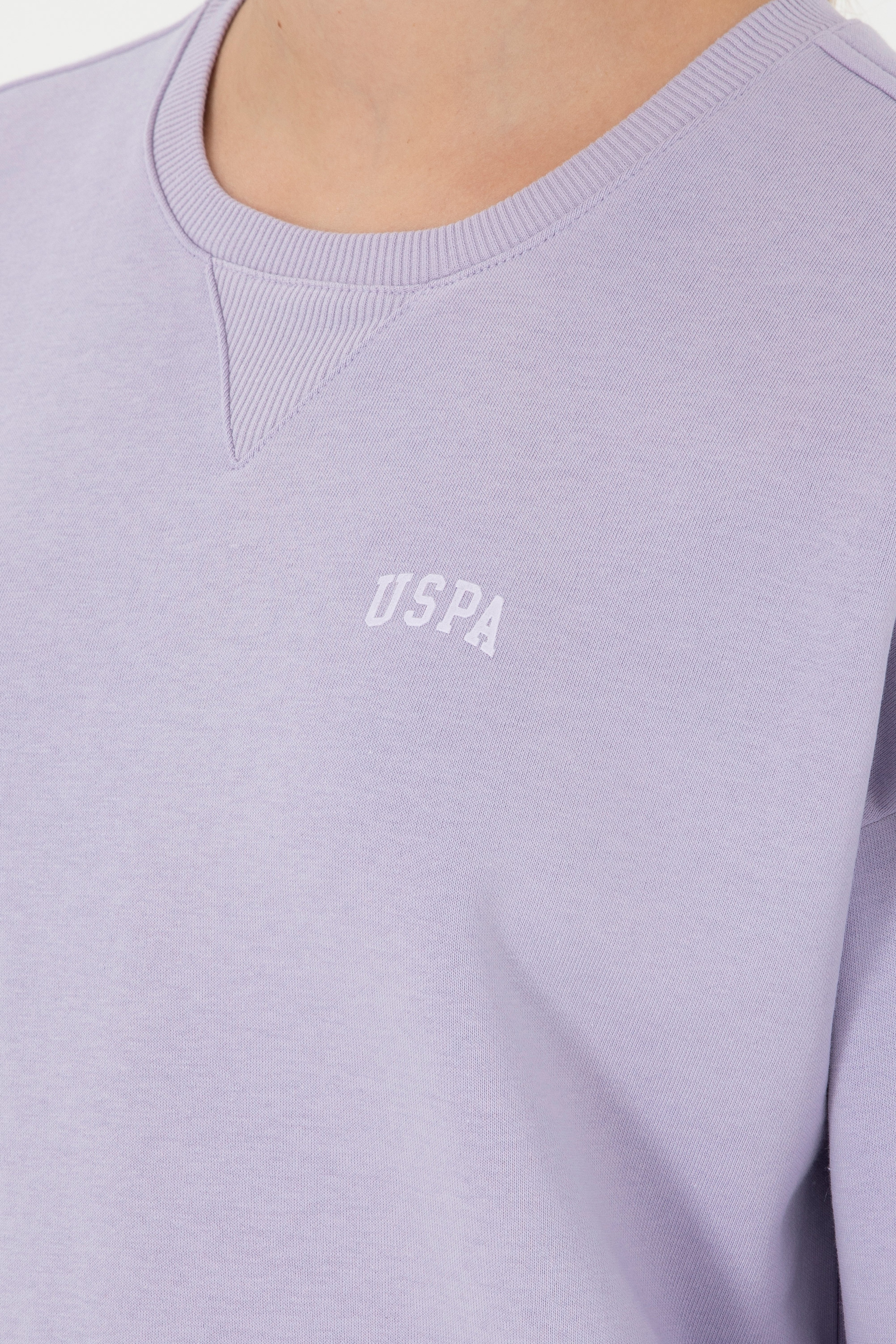 Kadın Lila Basic Bisiklet Yaka Sweatshirt - Image 7