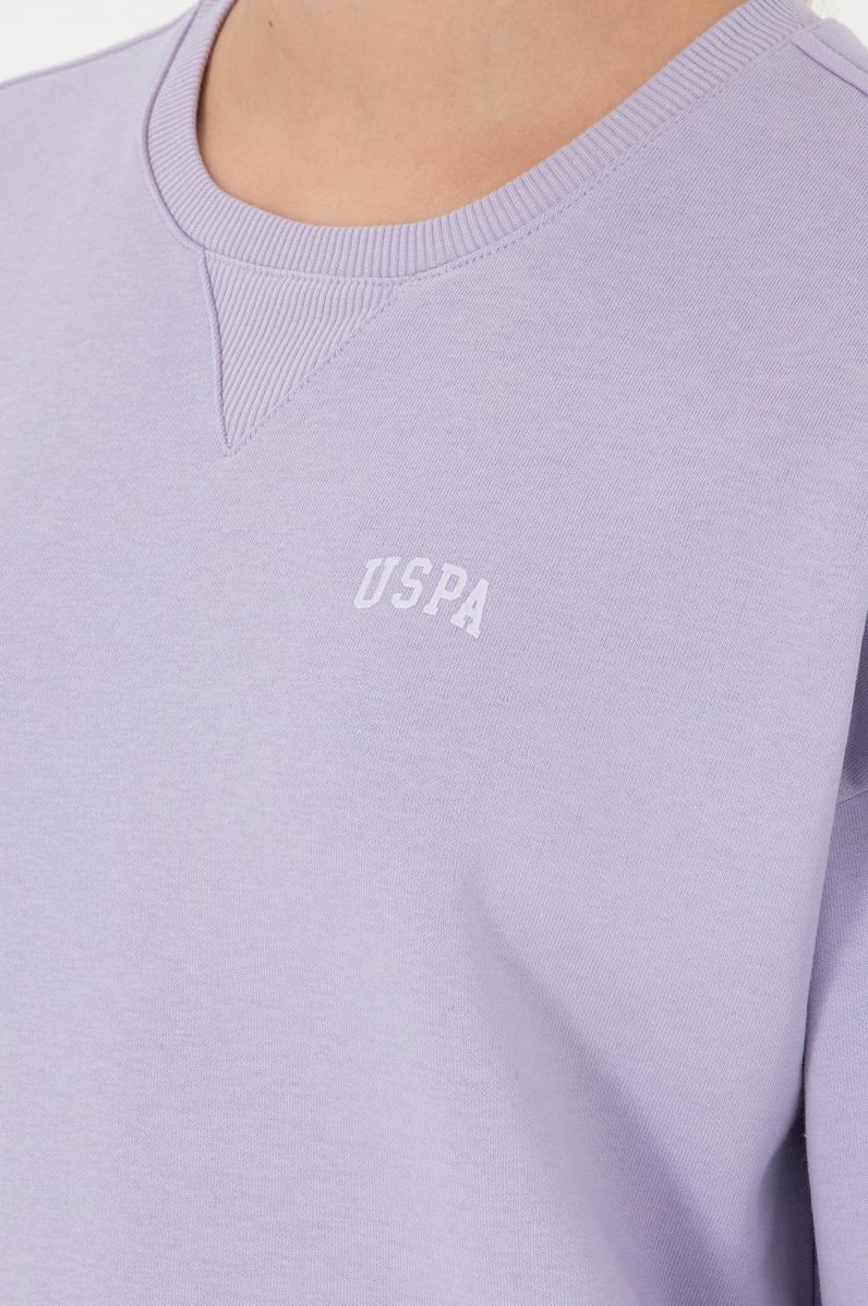 Kadın Lila Basic Bisiklet Yaka Sweatshirt