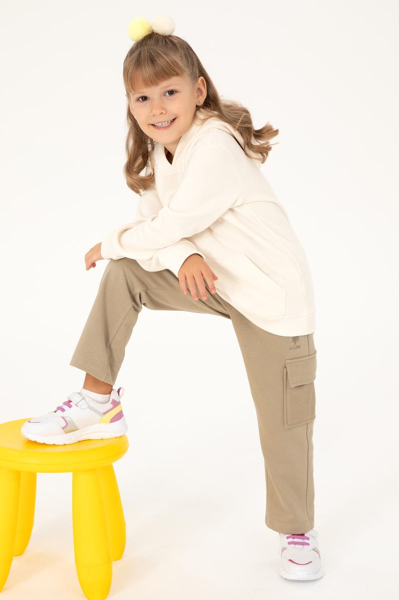 Kız Çocuk Açık Haki Cepli Eşofman Altı