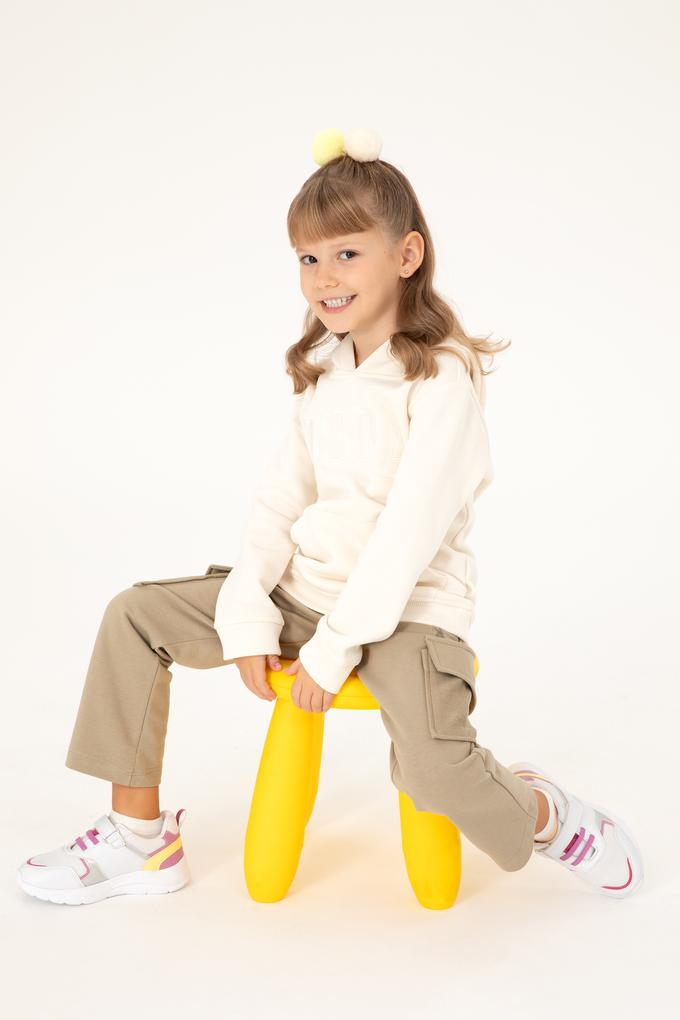 Kız Çocuk Açık Haki Cepli Eşofman Altı