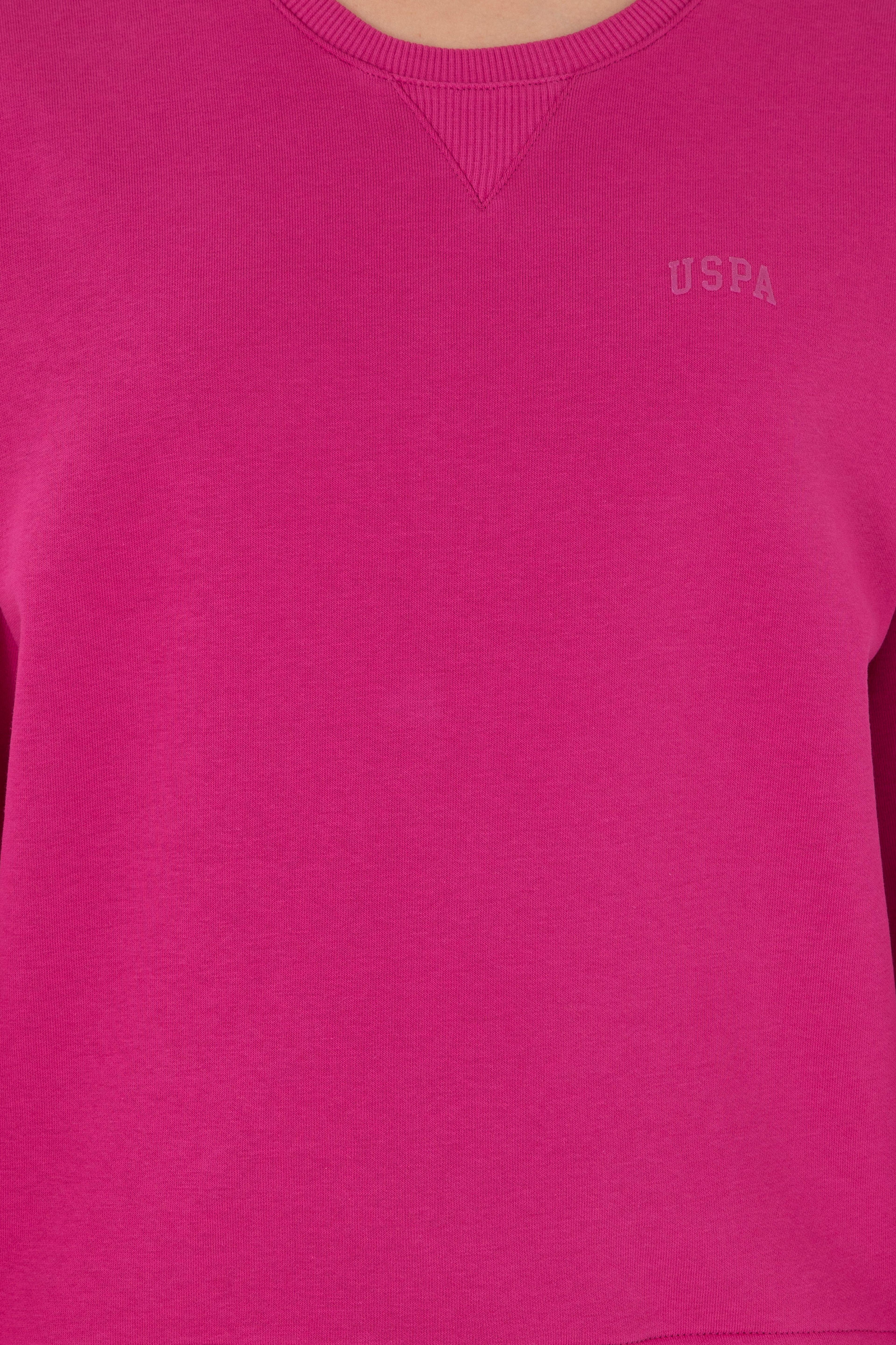Kadın Fuşya Basic Bisiklet Yaka Sweatshirt - Image 6