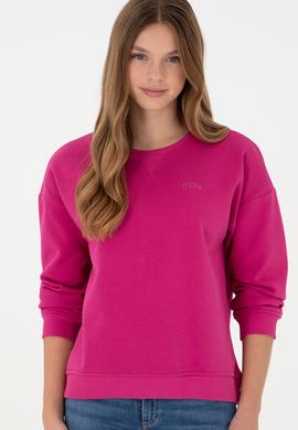 Kadın Fuşya Basic Bisiklet Yaka Sweatshirt - 50297296008
