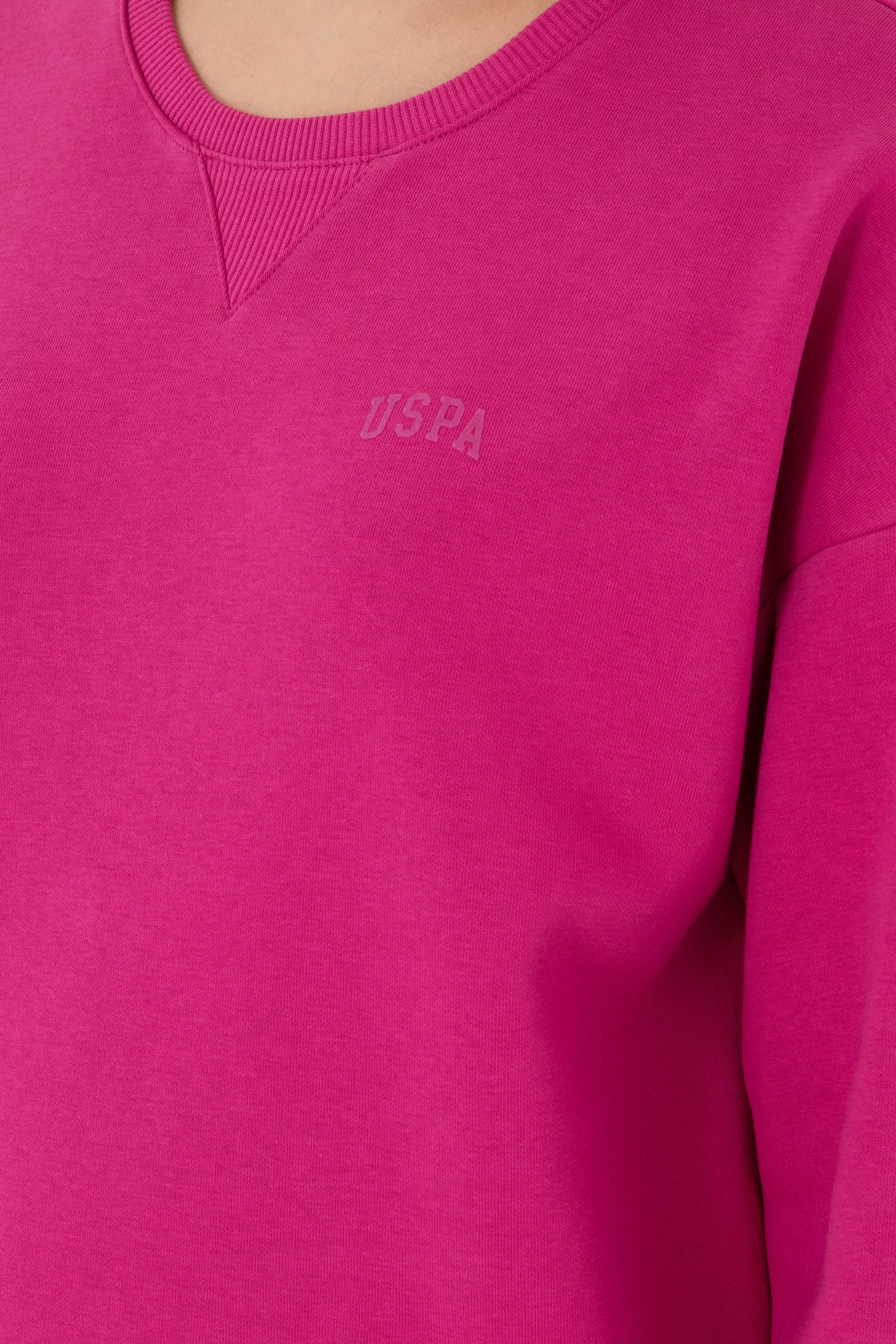 Kadın Fuşya Basic Bisiklet Yaka Sweatshirt