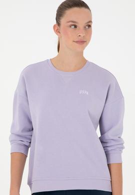 Kadın Lila Basic Bisiklet Yaka Sweatshirt - 50297296052
