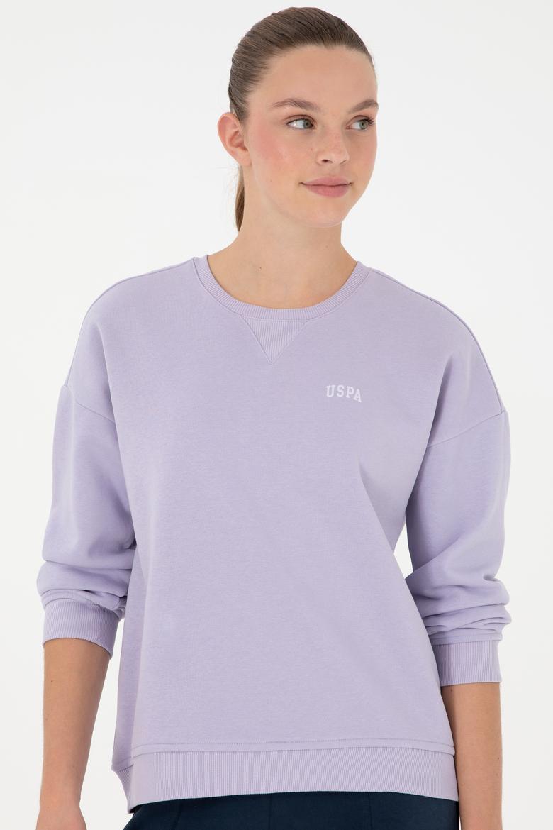 Kadın Lila Basic Bisiklet Yaka Sweatshirt - 50297296052