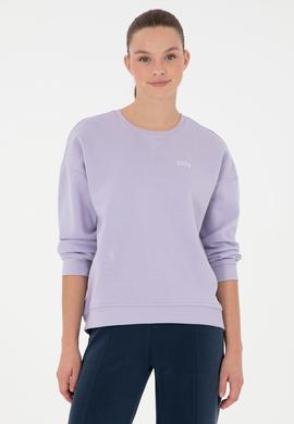 Kadın Lila Basic Bisiklet Yaka Sweatshirt - 50297296052