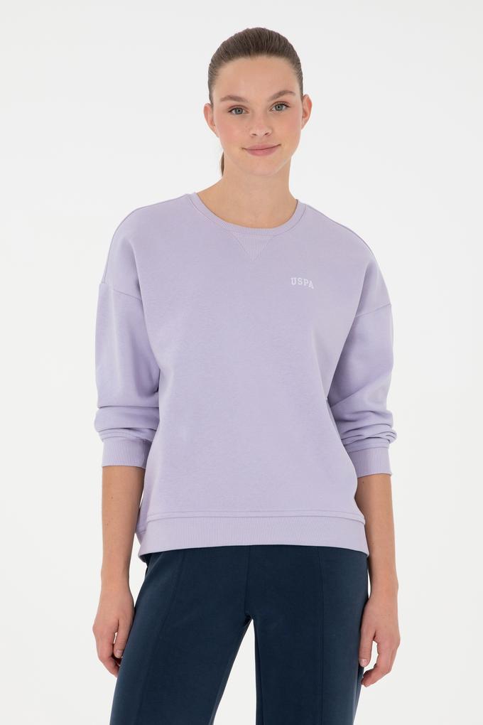 Kadın Lila Basic Bisiklet Yaka Sweatshirt