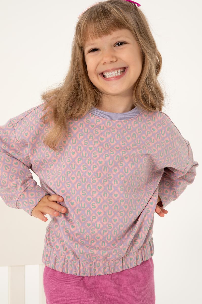 Kız Çocuk Lila Bisiklet Yaka Sweatshirt