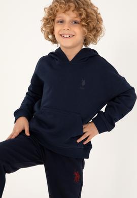 Erkek Çocuk Lacivert Basic Kapüşonlu Sweatshirt - 50298269027